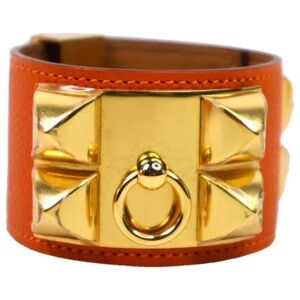 Hermès
Collier de chien leather bracelet orange leather